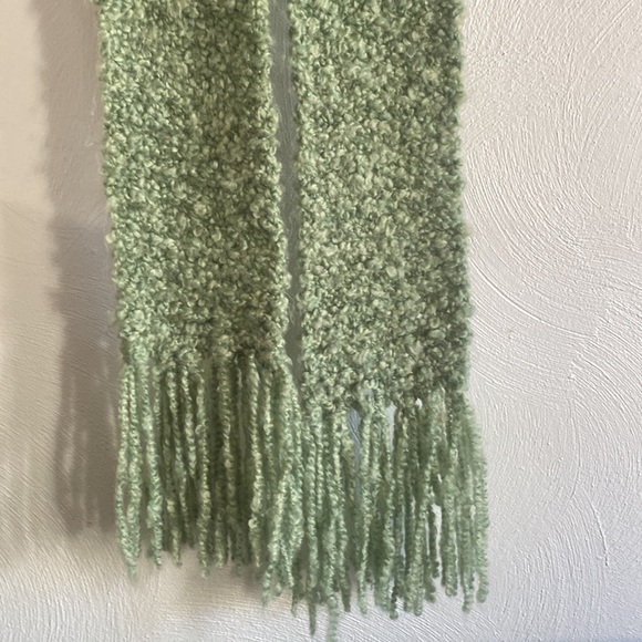 BOHO CHUNKY KNIT LONG WOVEN SCARF TASSELS SAGE MINT GREEN COZY WARM OS - Picture 7 of 14